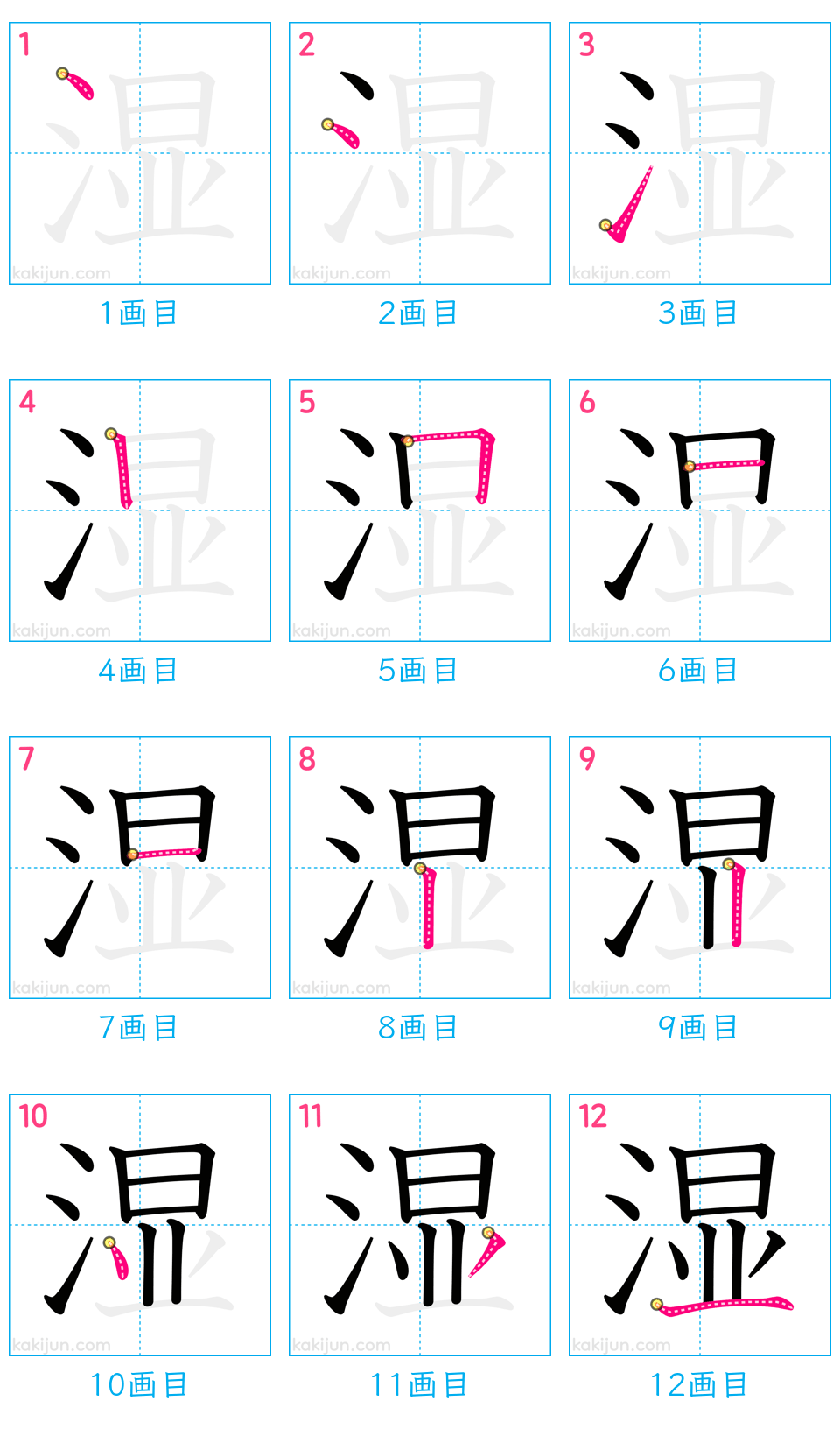 「湿」の書き順（画数）