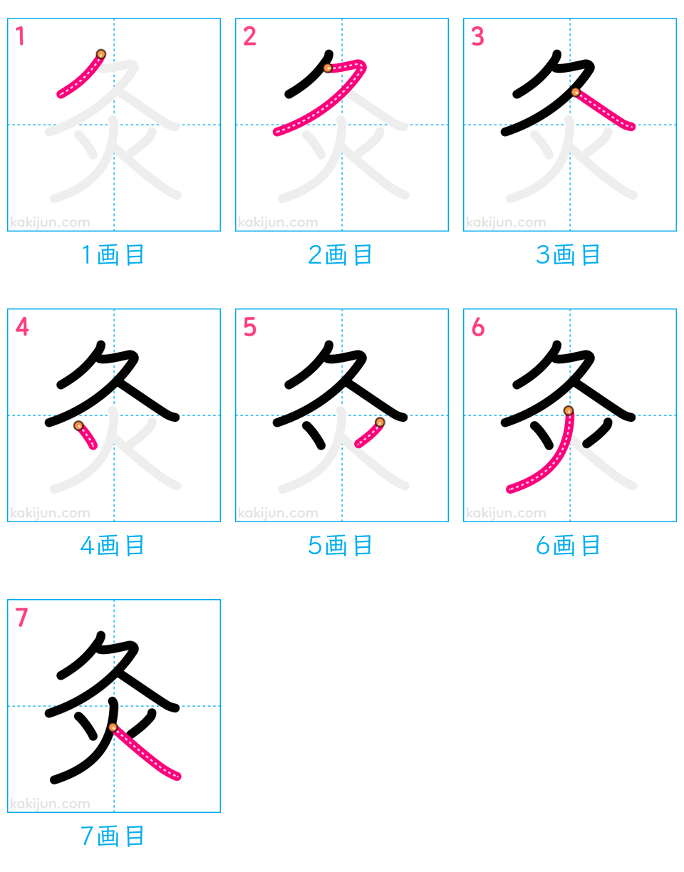 「灸」の書き順（画数）