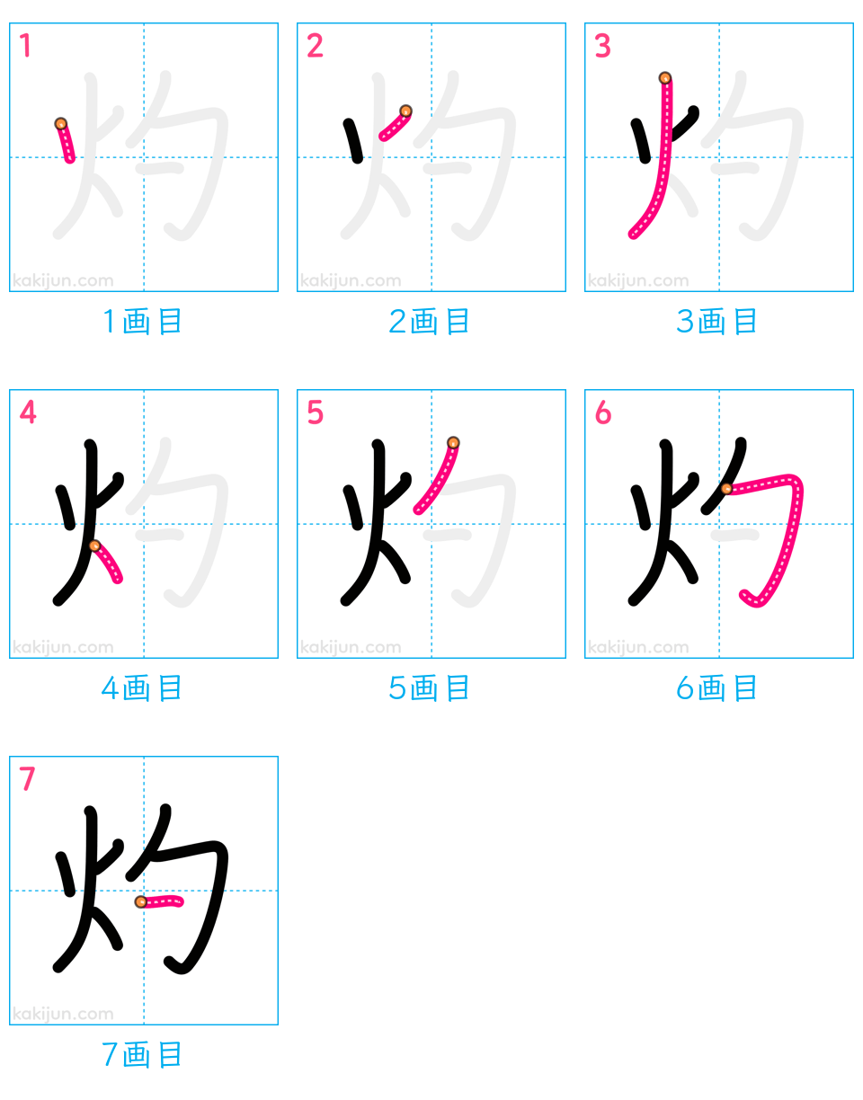 「灼」の書き順（画数）