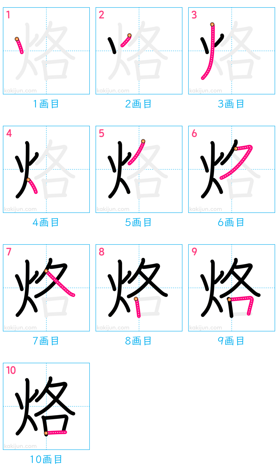 「烙」の書き順（画数）