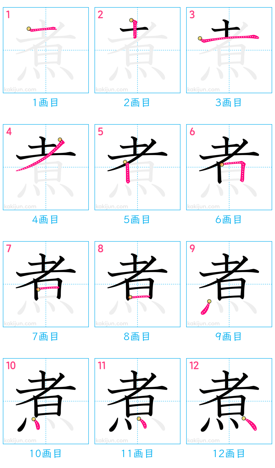 「煮」の書き順（画数）