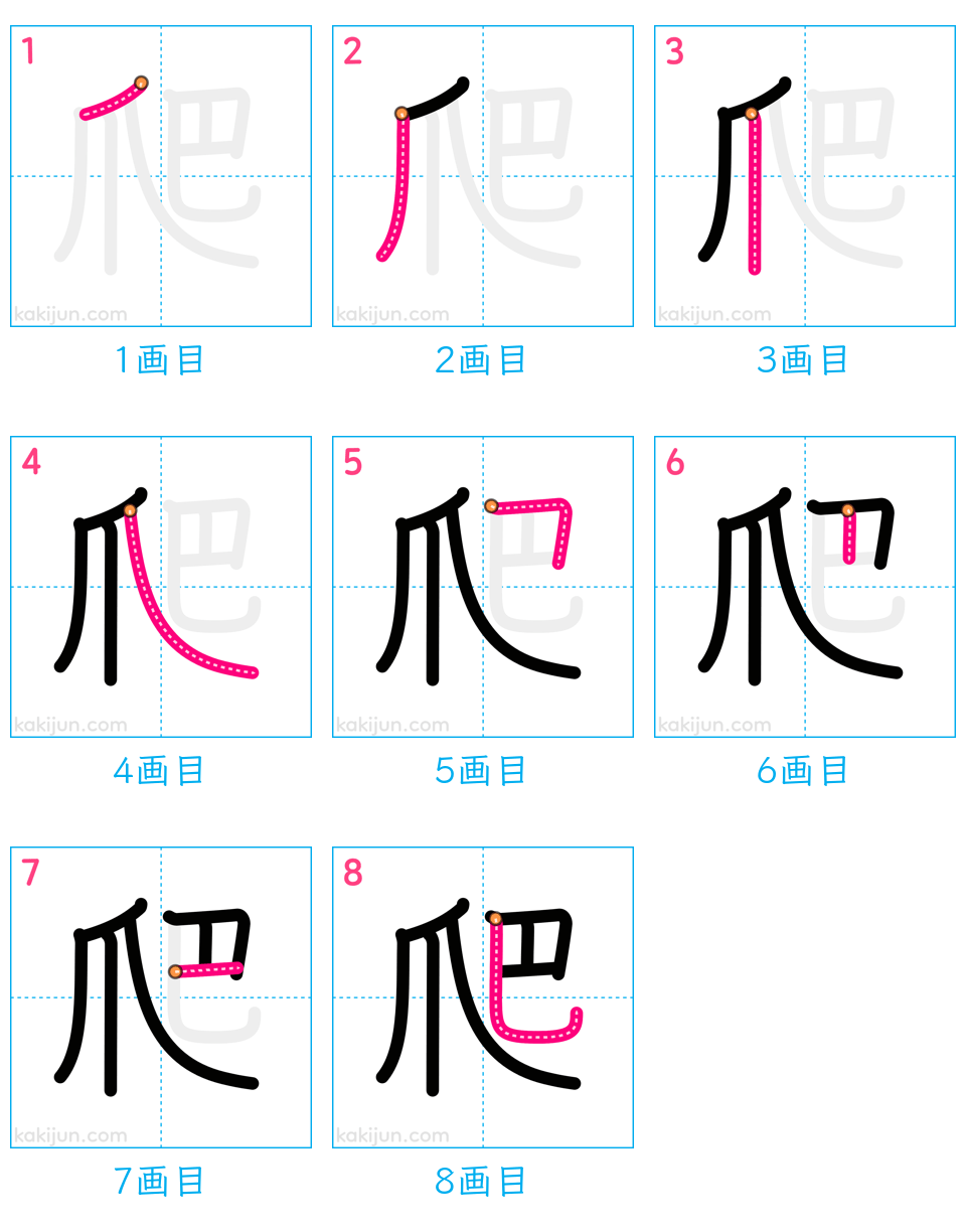 「爬」の書き順（画数）