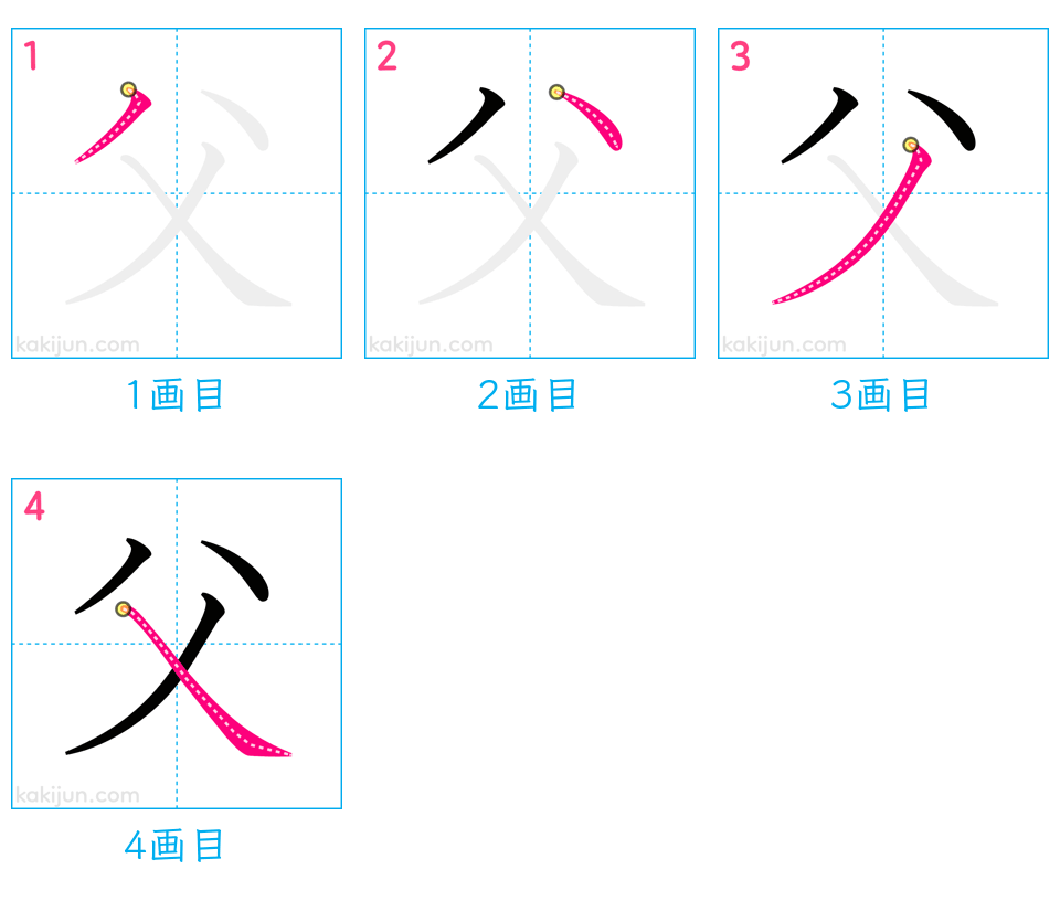 「父」の書き順（画数）