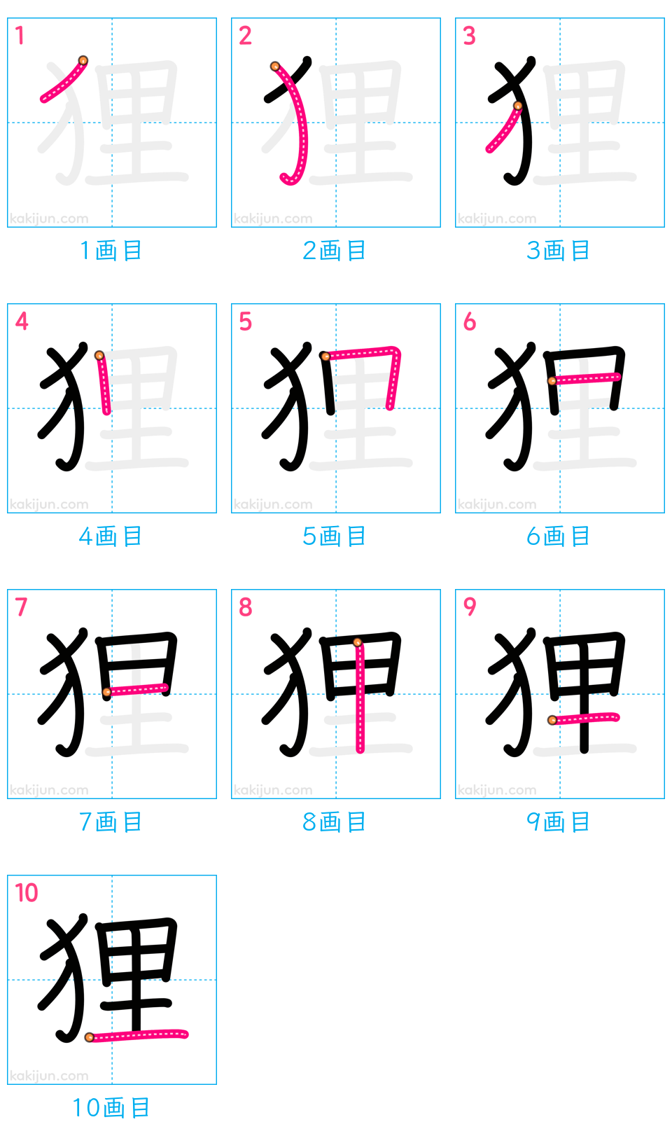 「狸」の書き順（画数）