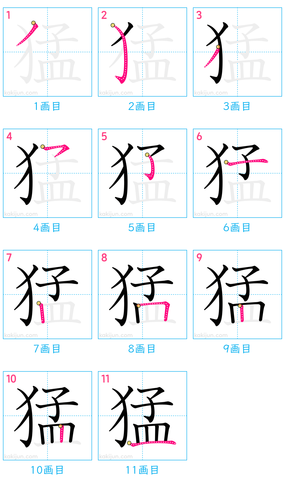 「猛」の書き順（画数）