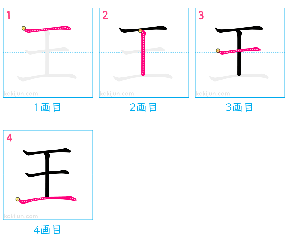 「王」の書き順（画数）