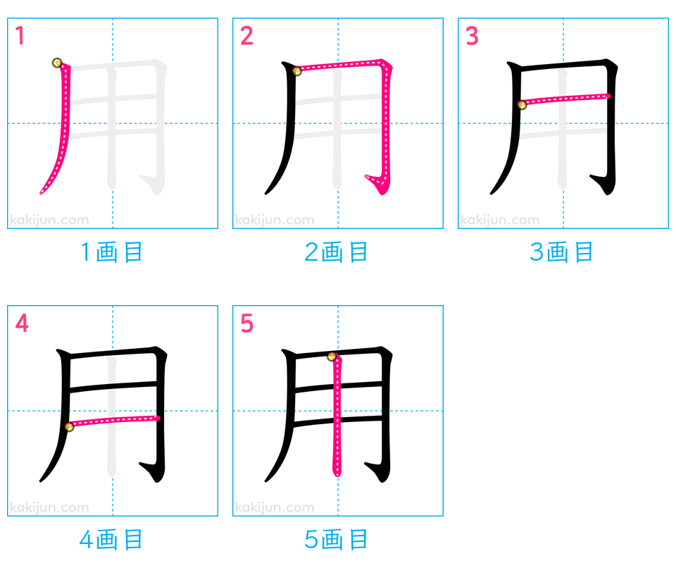 「用」の書き順（画数）