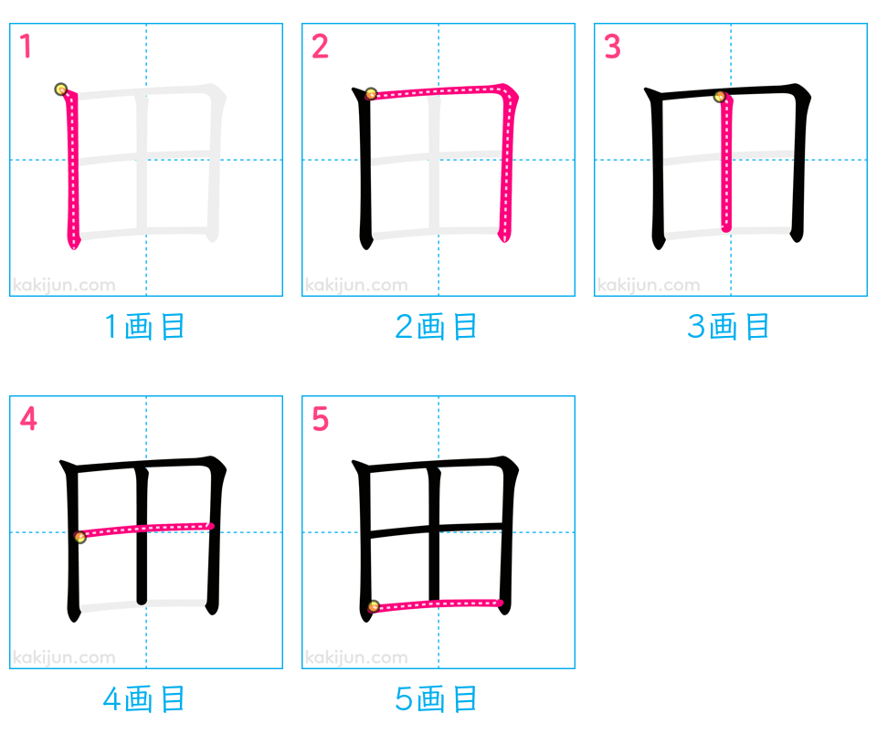 「田」の書き順（画数）