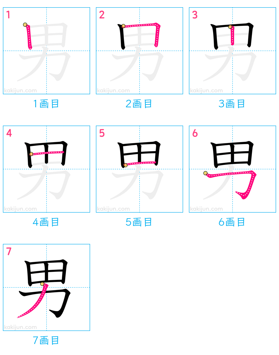 「男」の書き順（画数）