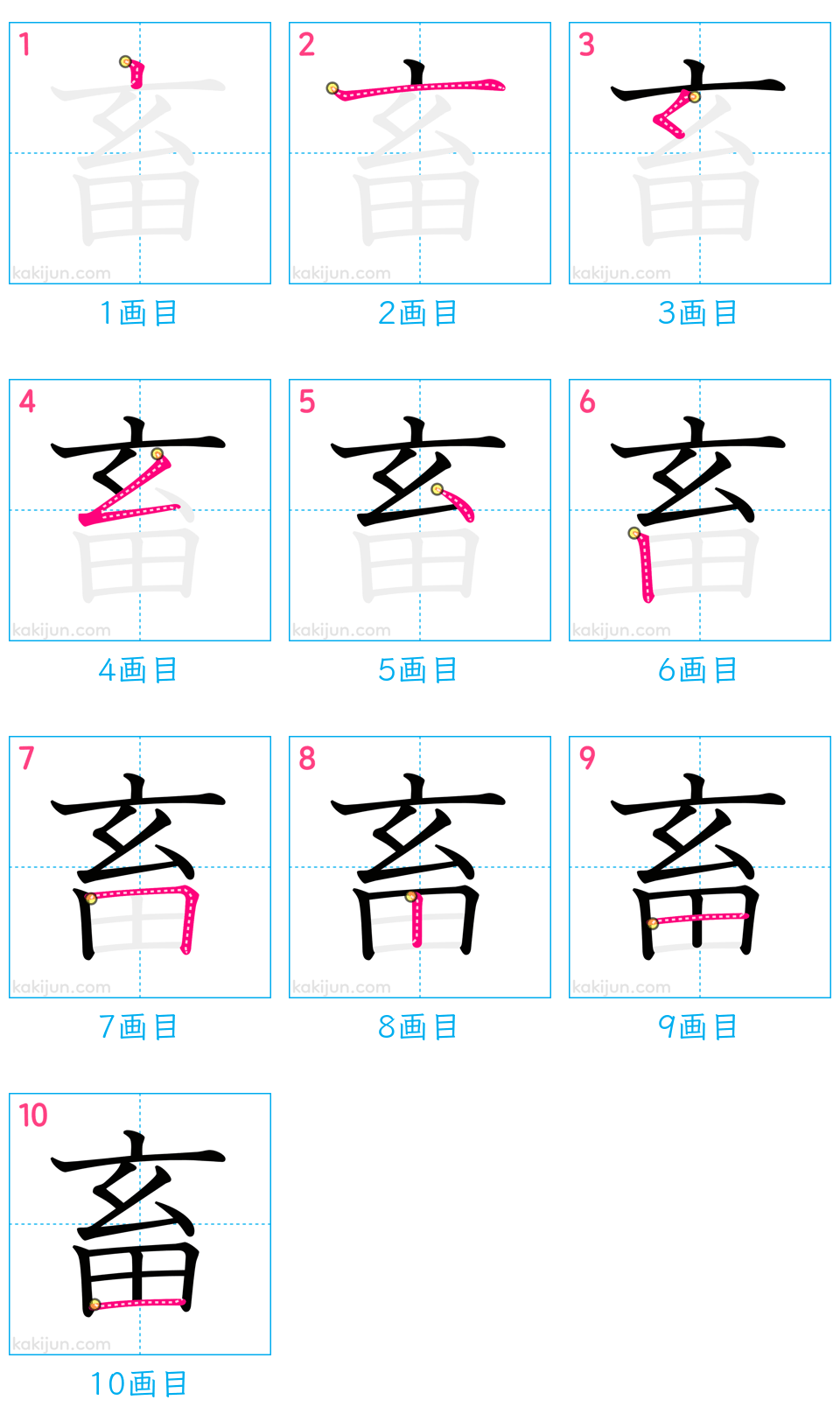 「畜」の書き順（画数）