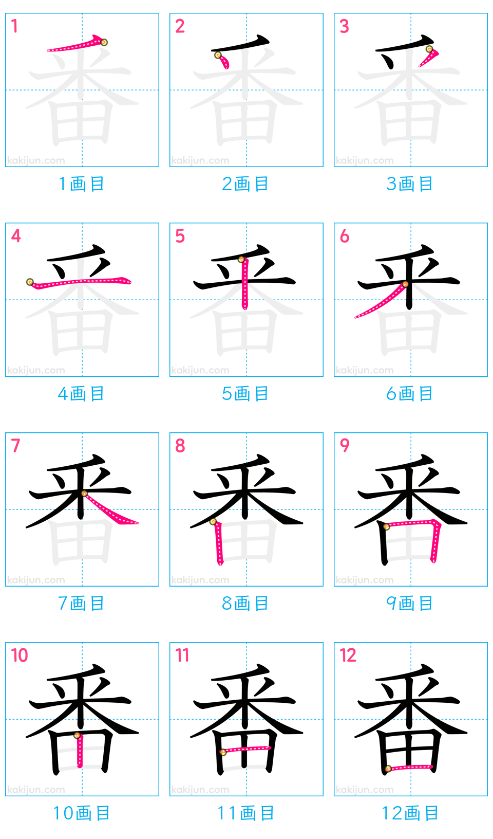 「番」の書き順（画数）