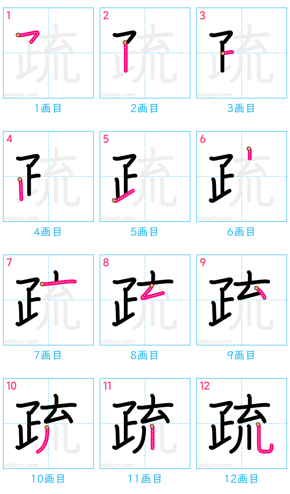 「疏」の書き順（画数）