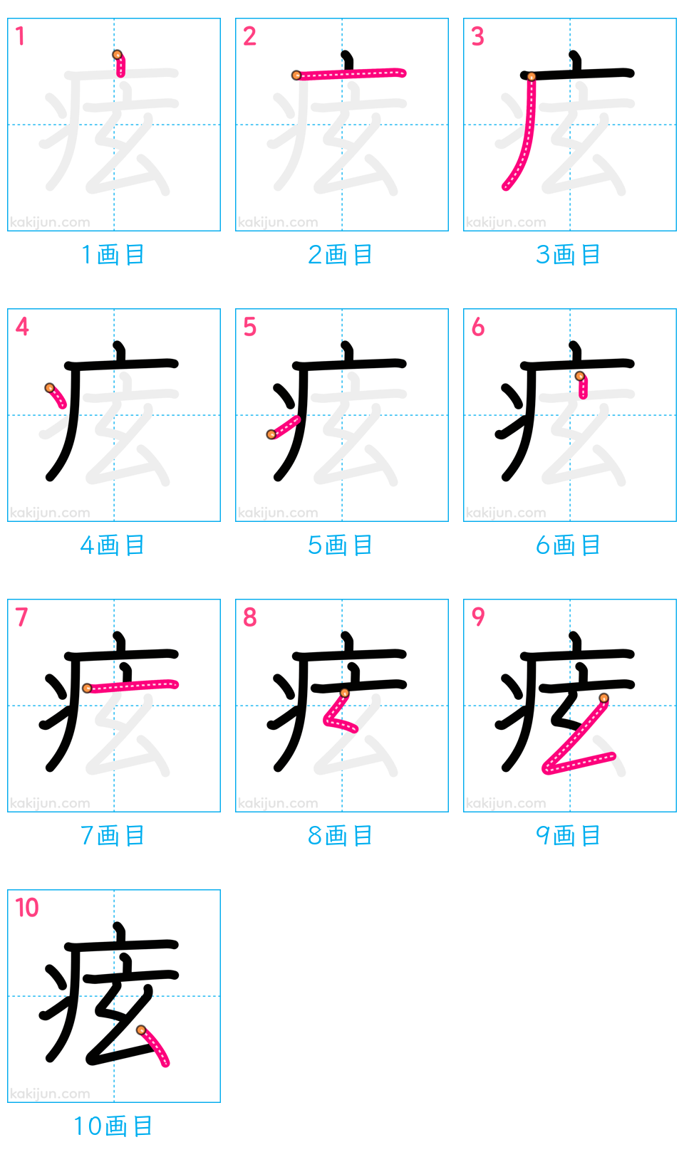 「痃」の書き順（画数）