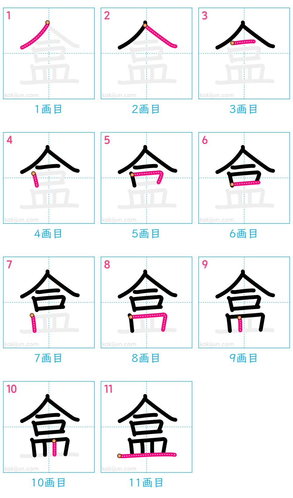 「盒」の書き順（画数）