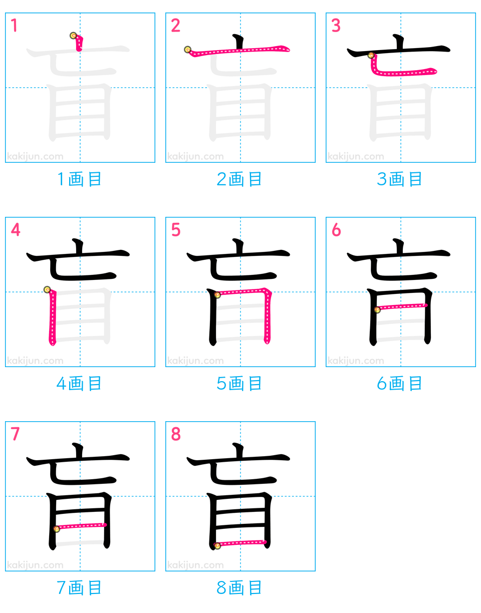 「盲」の書き順（画数）