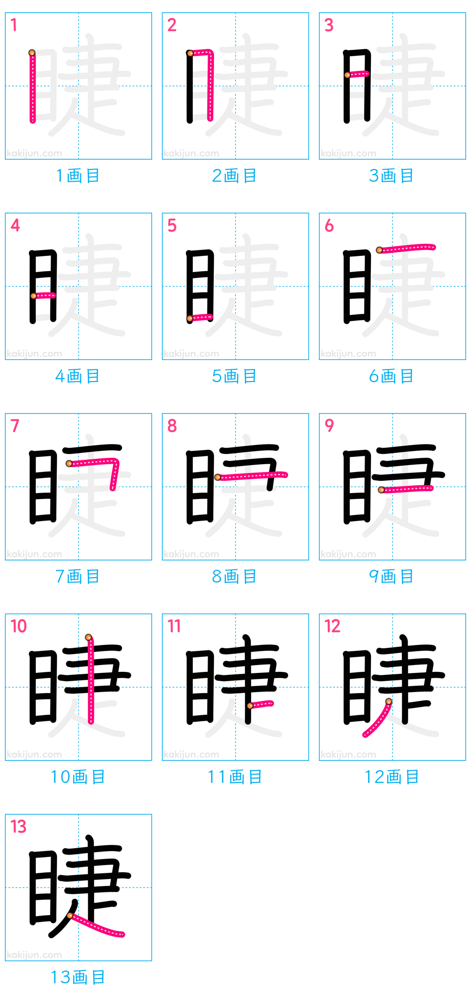 「睫」の書き順（画数）