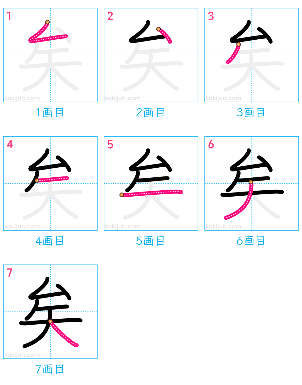 「矣」の書き順（画数）