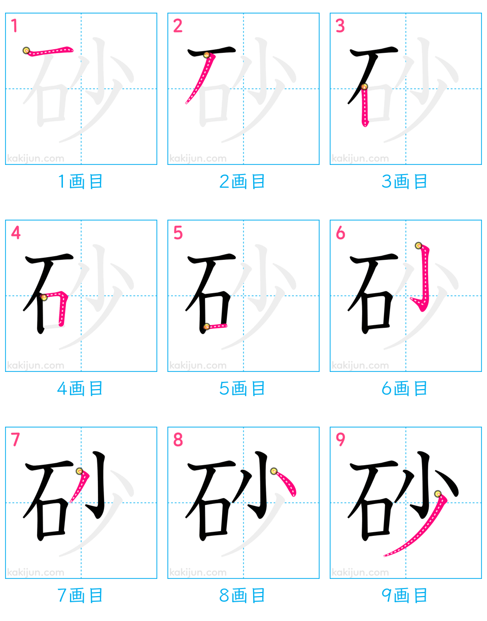 「砂」の書き順（画数）