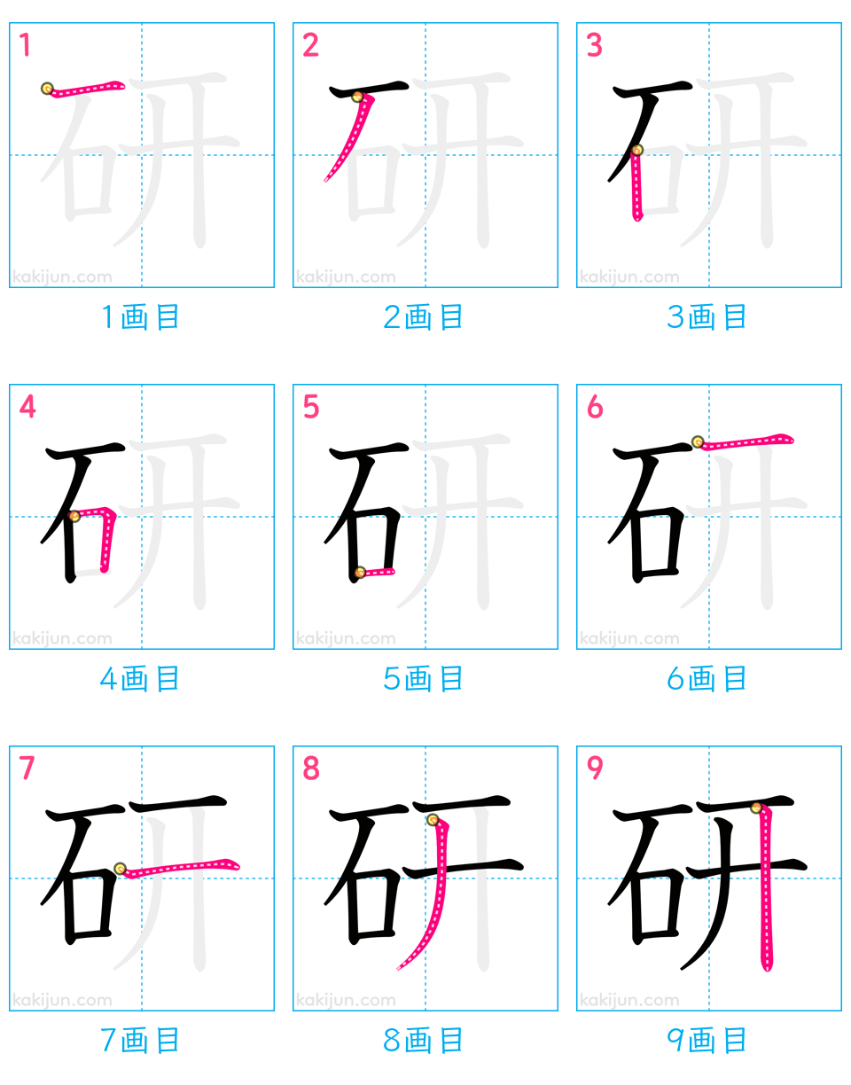 「研」の書き順（画数）