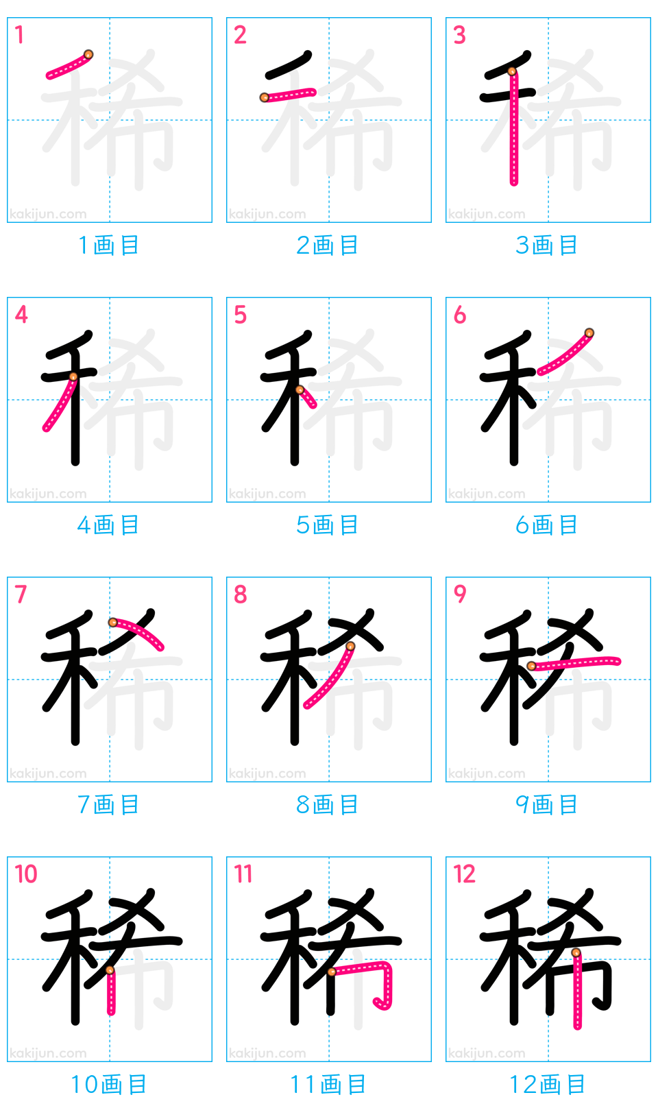 「稀」の書き順（画数）