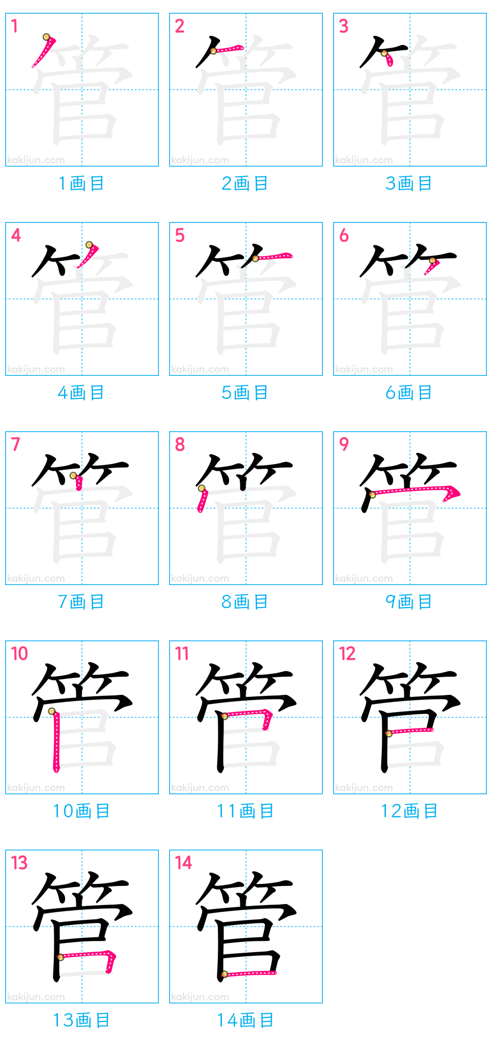 「管」の書き順（画数）