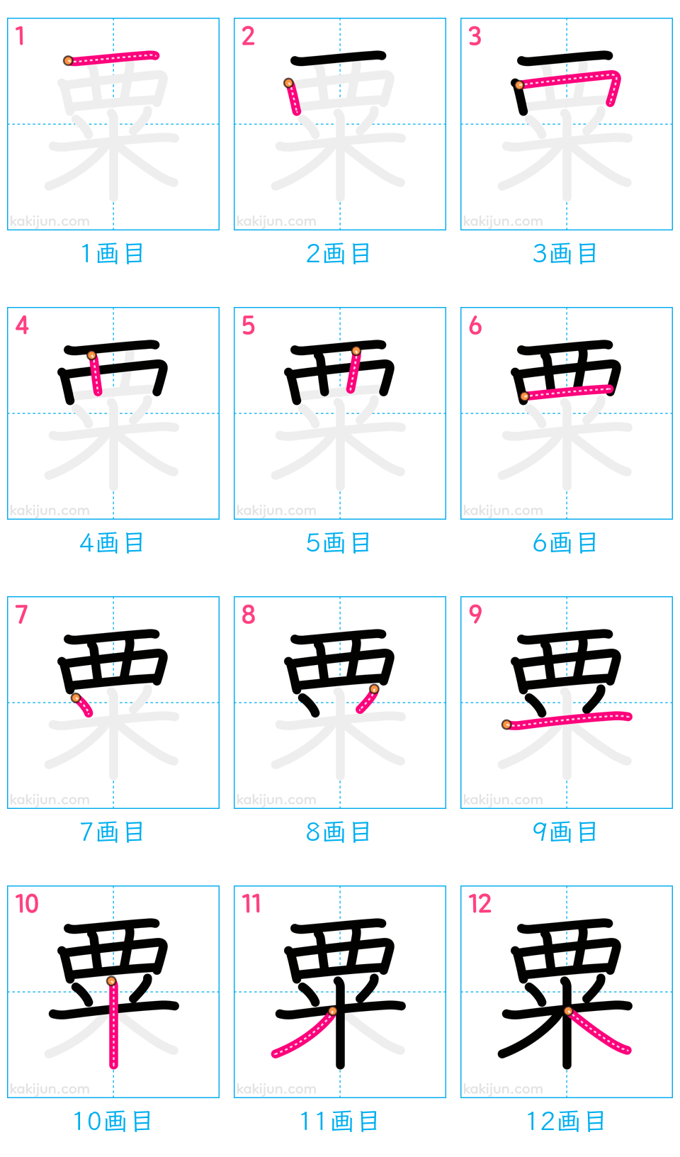 「粟」の書き順（画数）