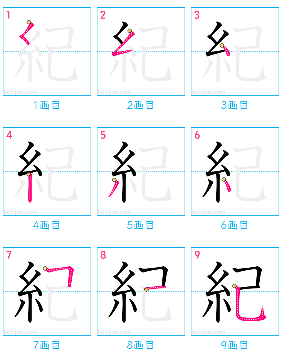 「紀」の書き順（画数）