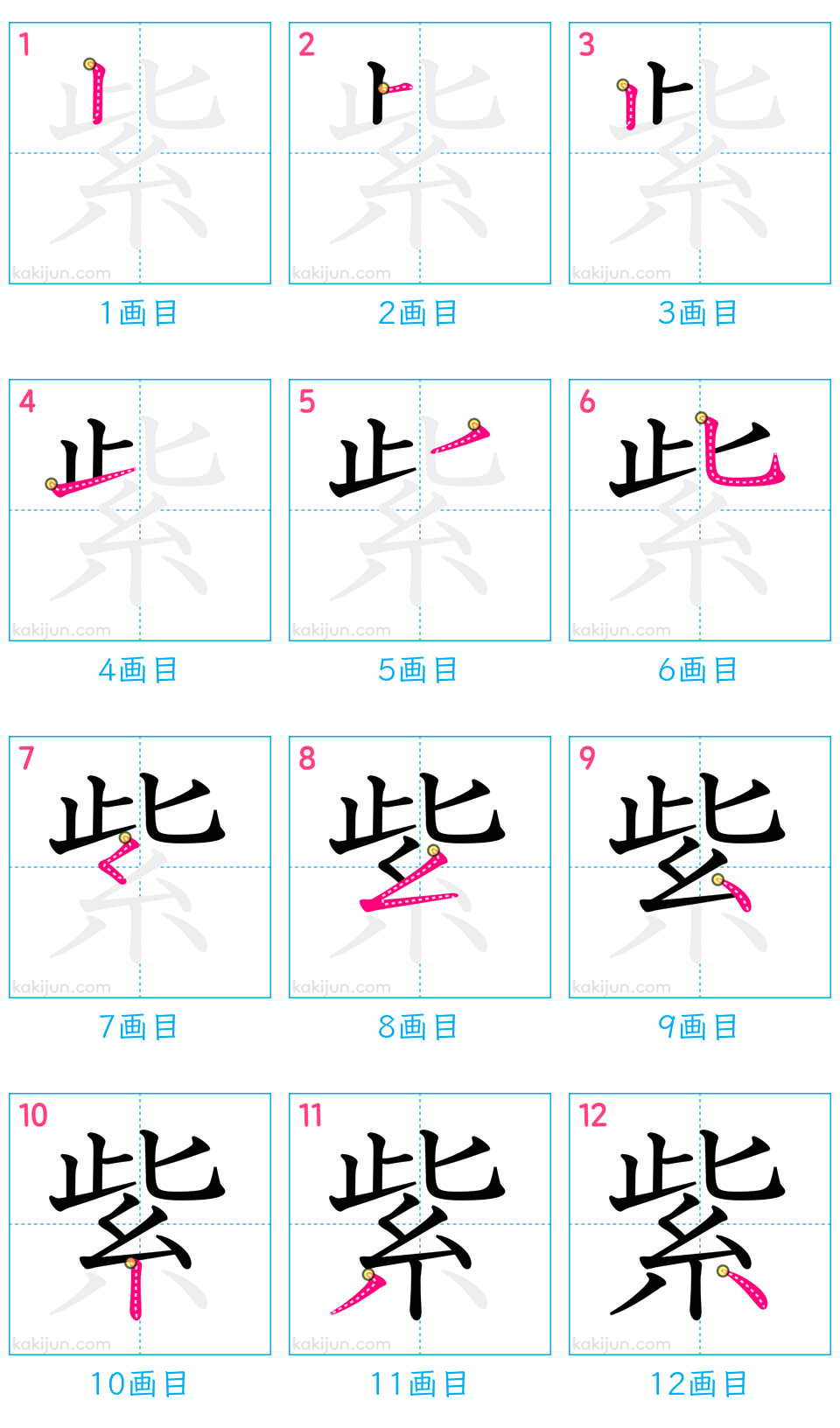 「紫」の書き順（画数）