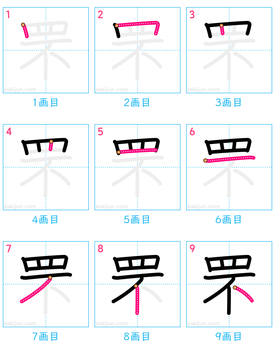 「罘」の書き順（画数）