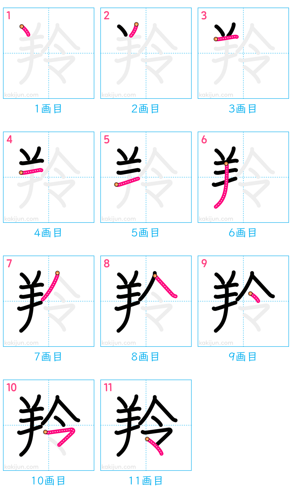 「羚」の書き順（画数）