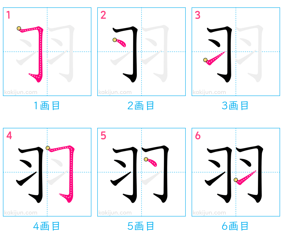 「羽」の書き順（画数）