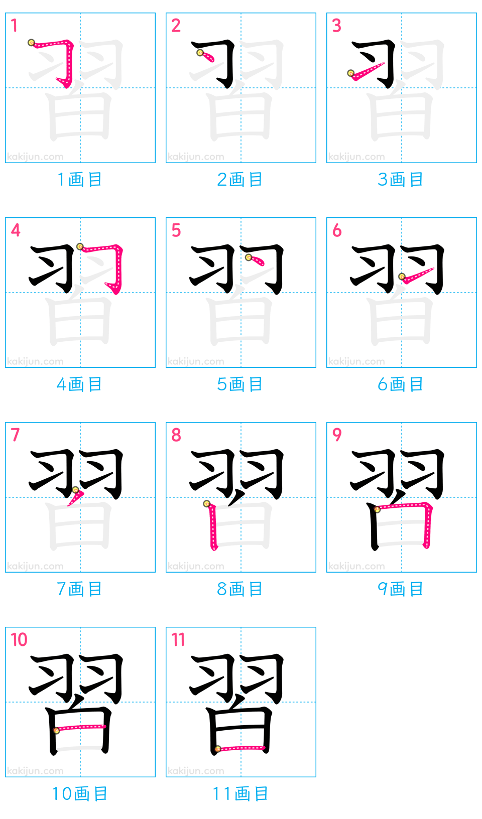 「習」の書き順（画数）