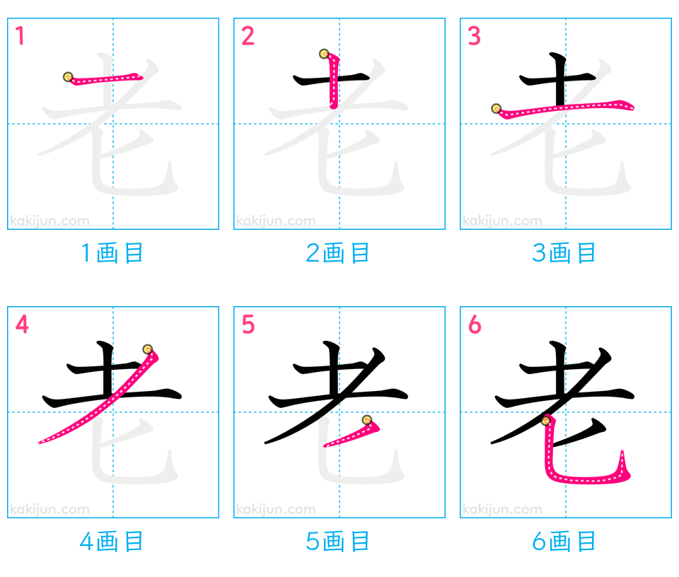 「老」の書き順（画数）