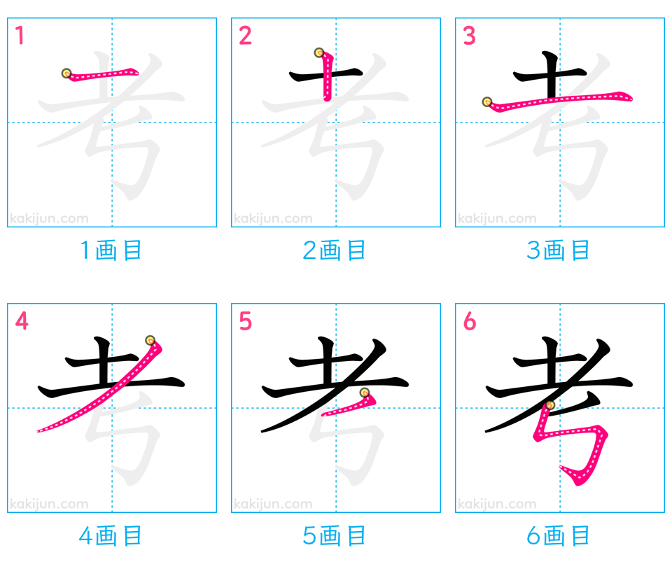 「考」の書き順（画数）