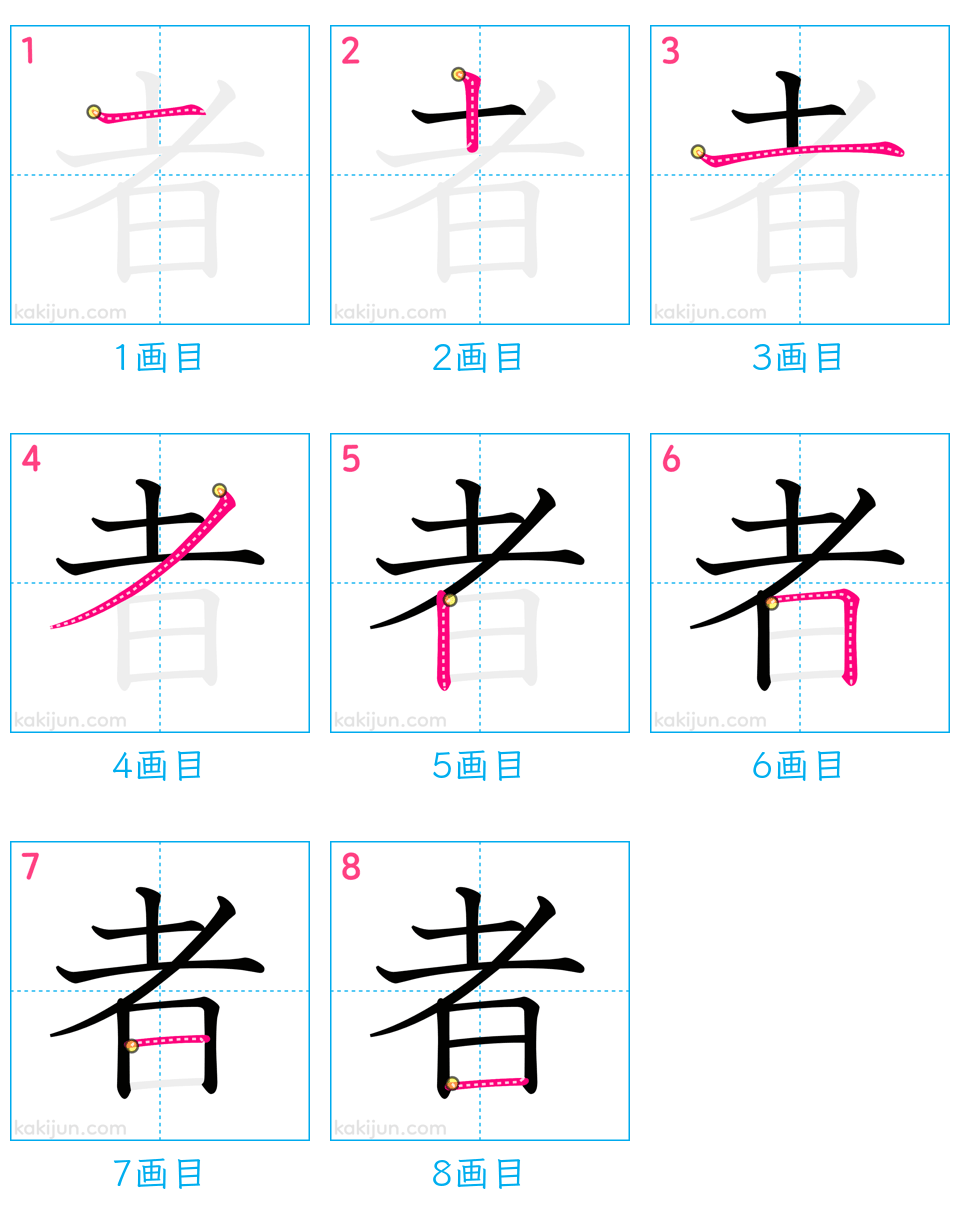 「者」の書き順（画数）