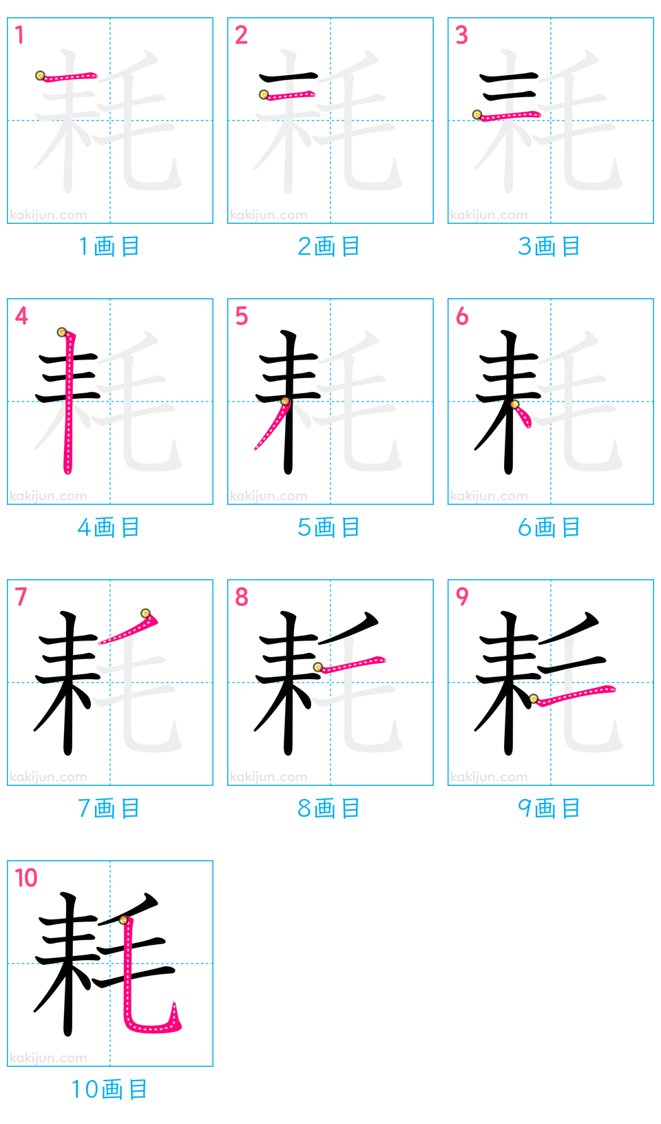 「耗」の書き順（画数）