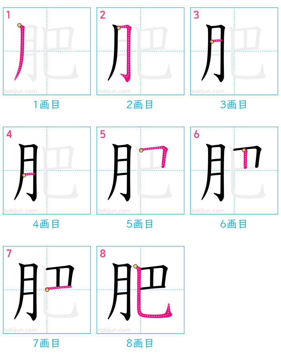 「肥」の書き順（画数）