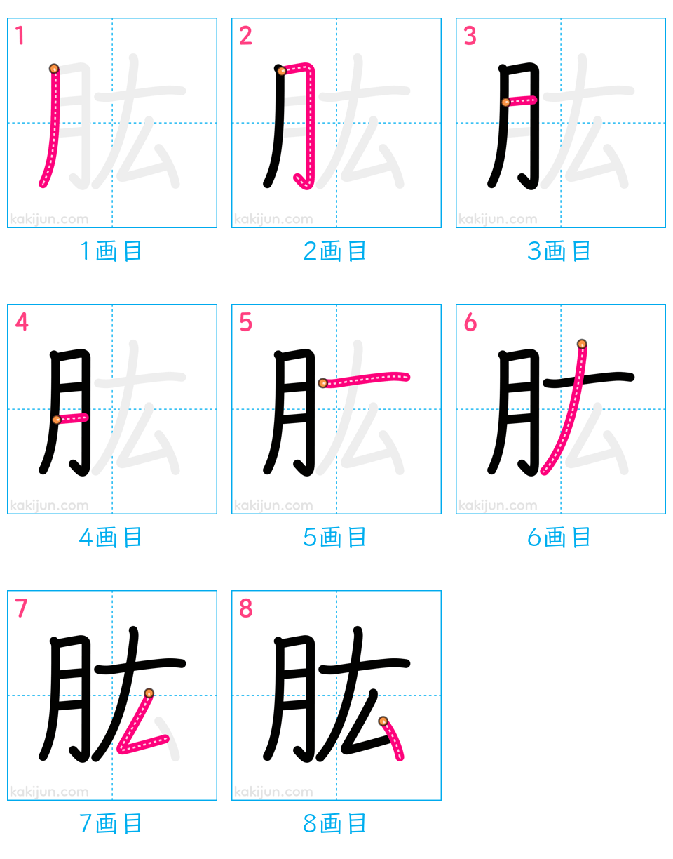 「肱」の書き順（画数）