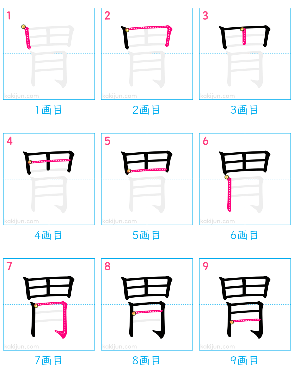 「胃」の書き順（画数）