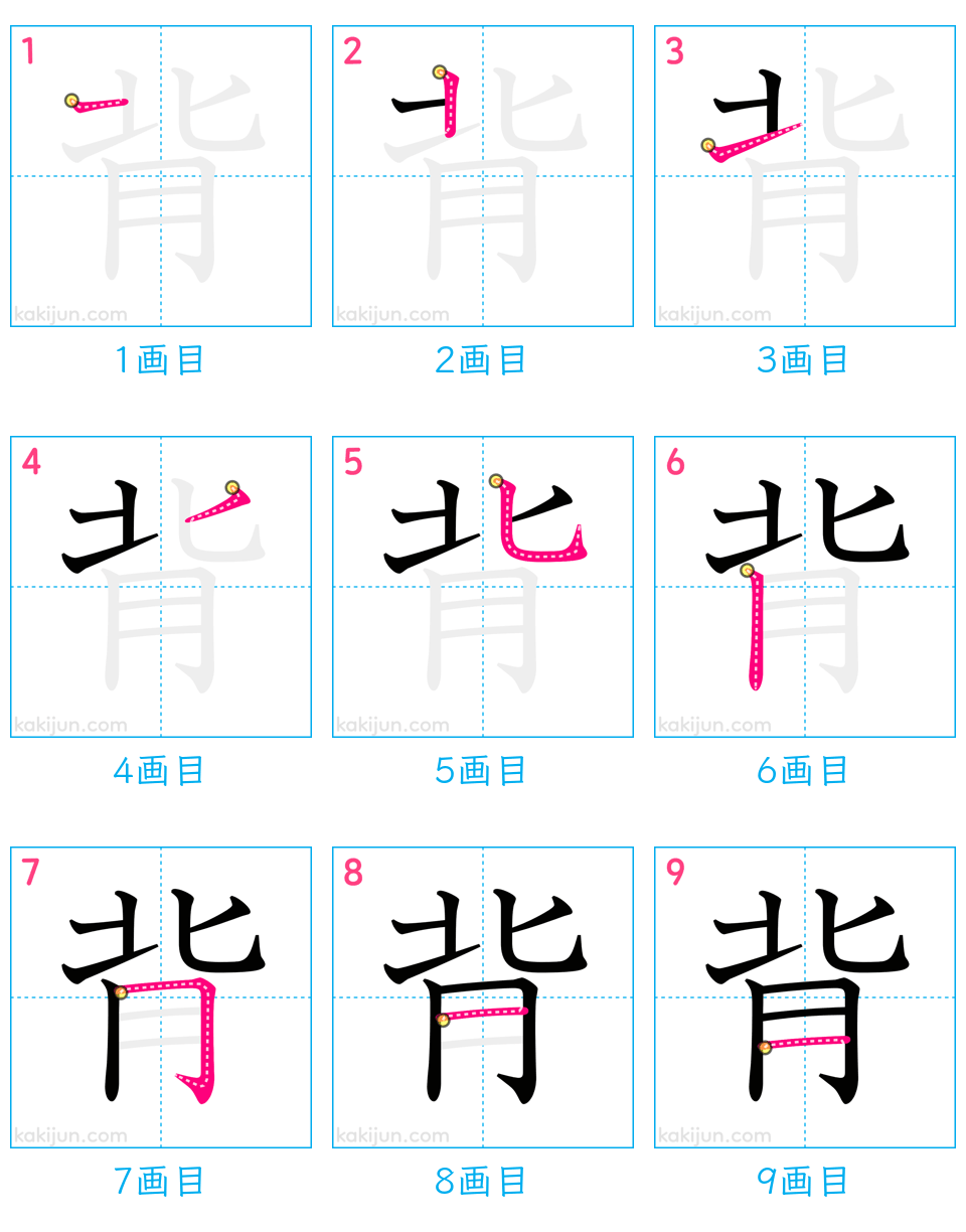 「背」の書き順（画数）