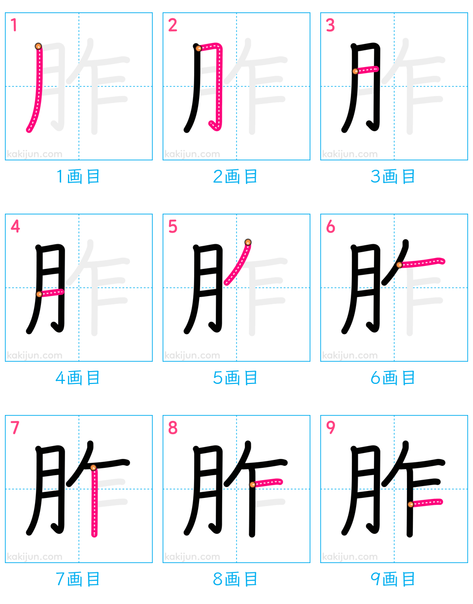 「胙」の書き順（画数）