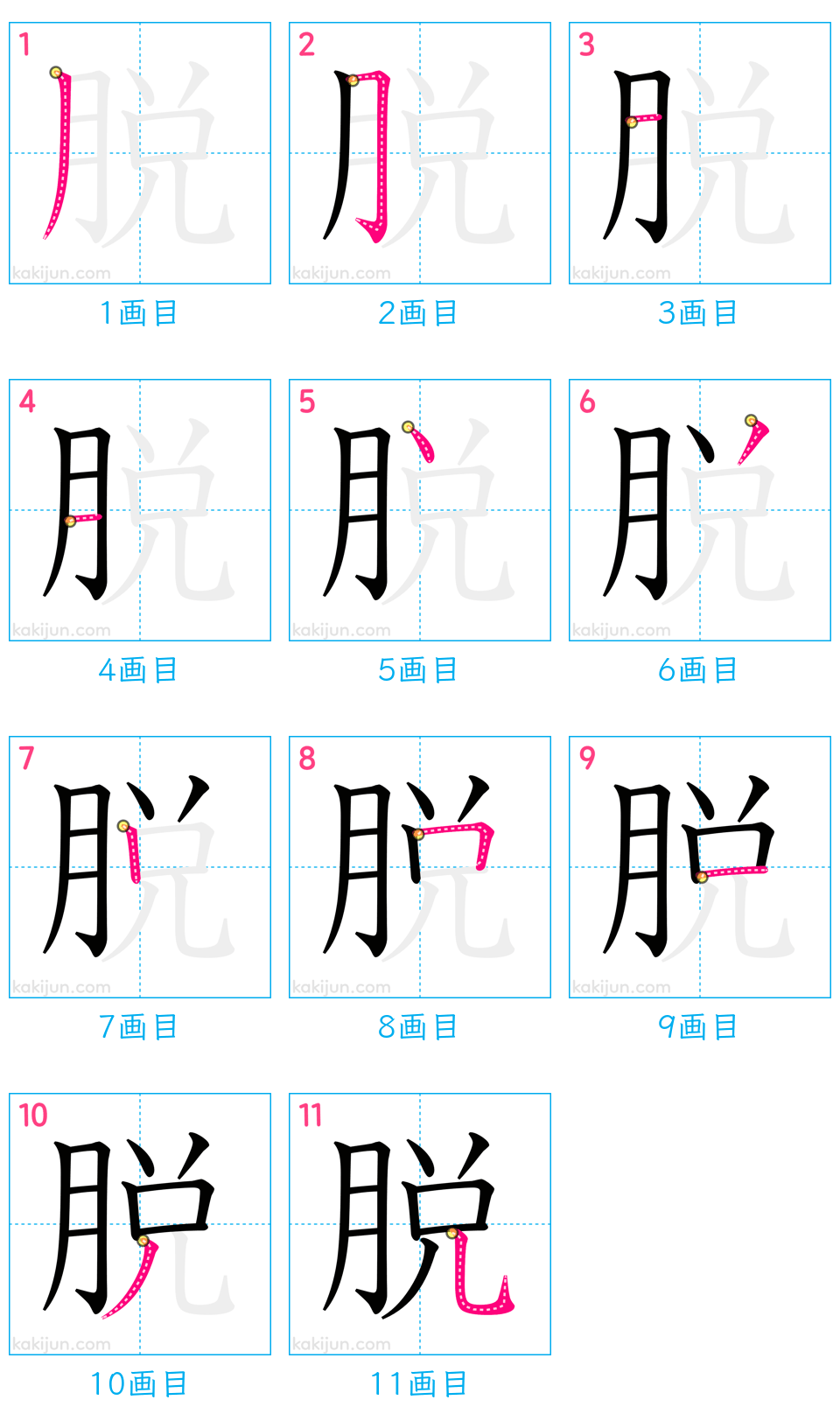 「脱」の書き順（画数）