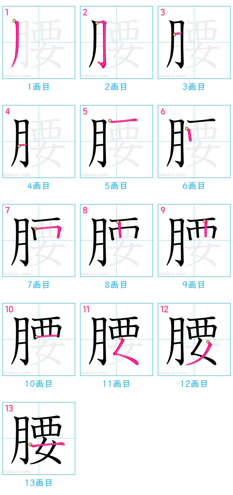 「腰」の書き順（画数）