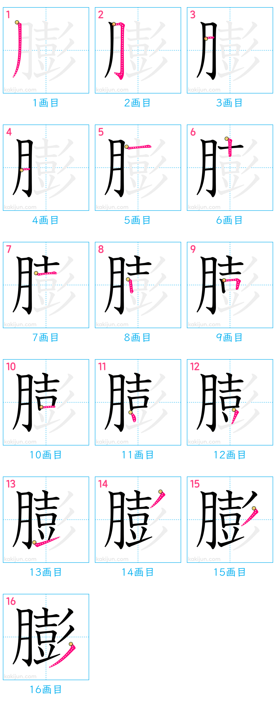 「膨」の書き順（画数）