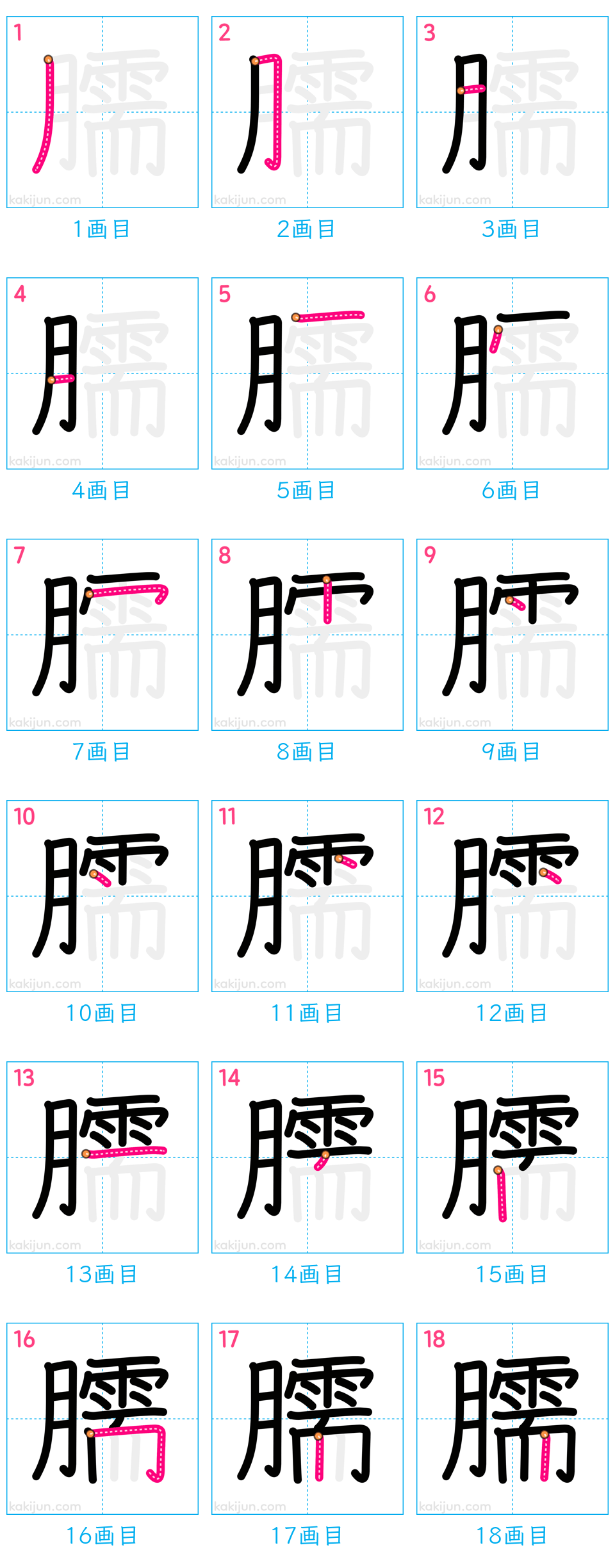 「臑」の書き順（画数）