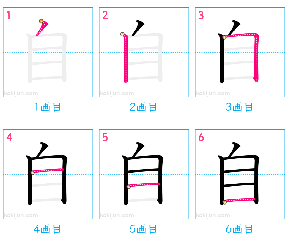 「自」の書き順（画数）