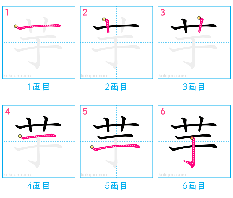 「芋」の書き順（画数）