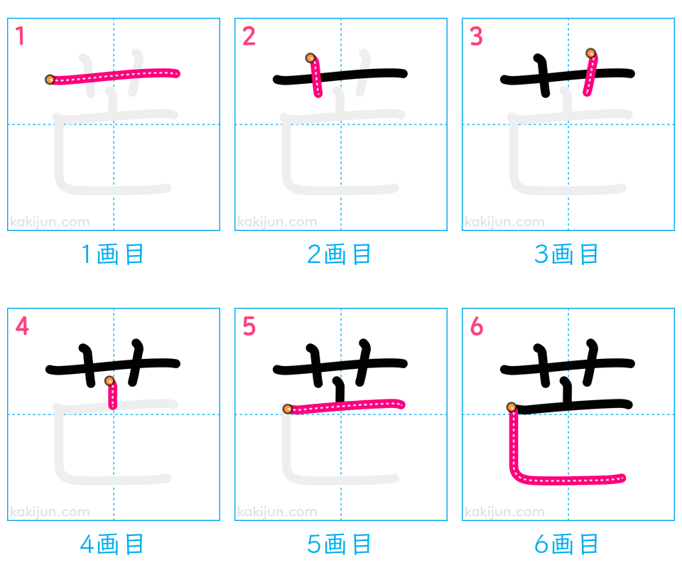 「芒」の書き順（画数）