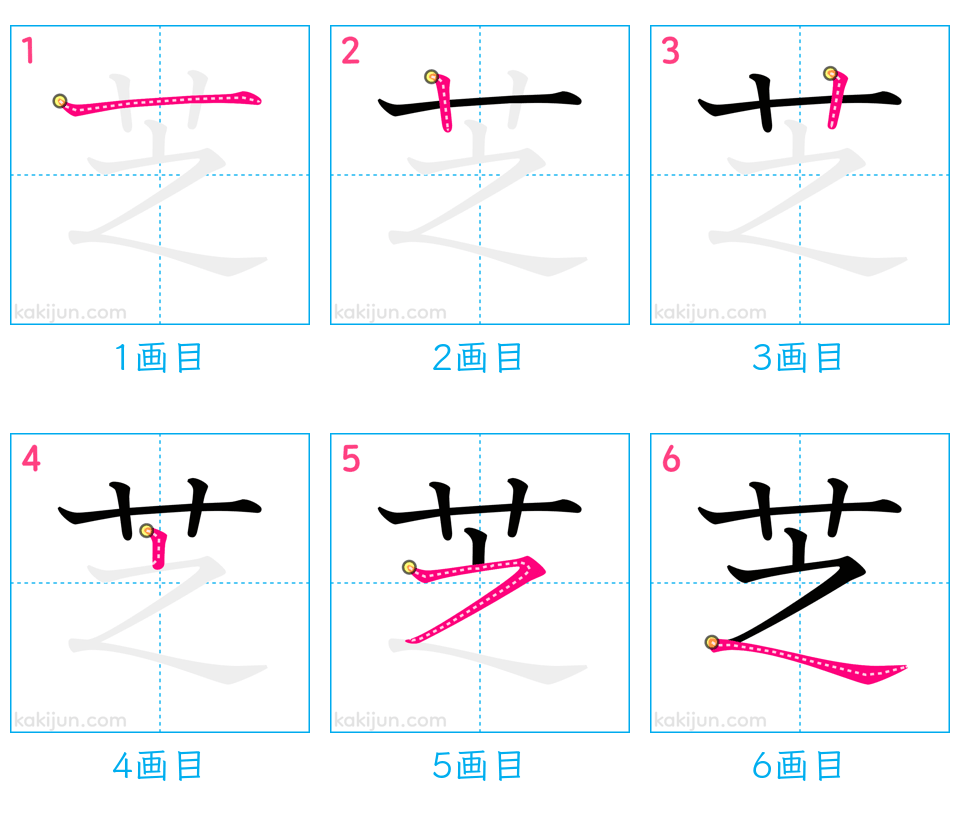 「芝」の書き順（画数）