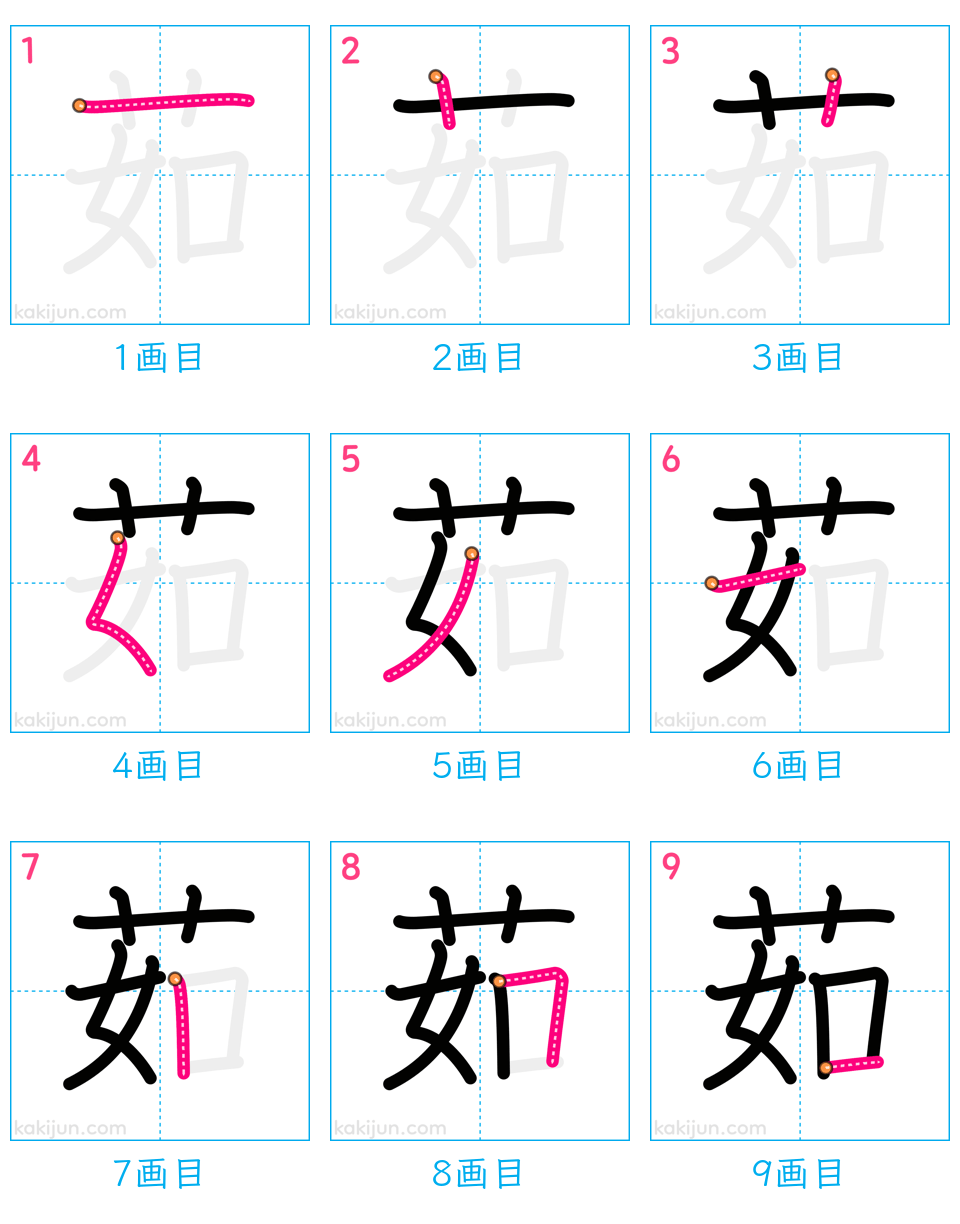 「茹」の書き順（画数）